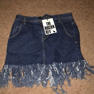 Missguided denim fringe skirt UK size 28